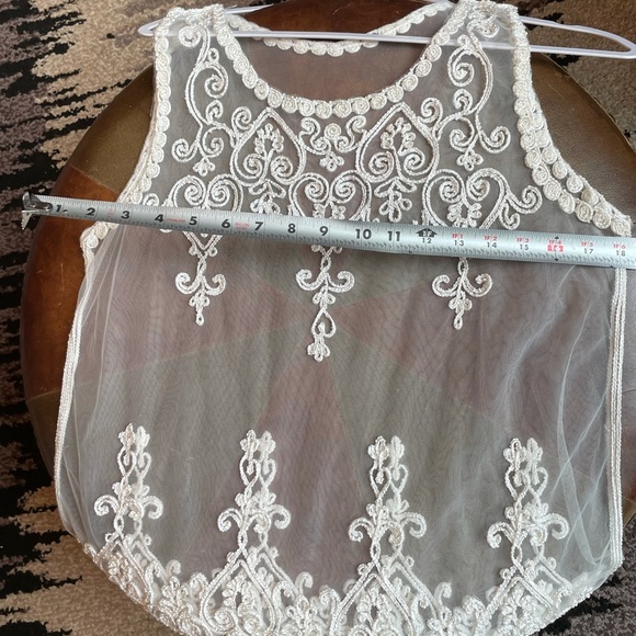 Sheer white lace crochet see thru tunic, tank - Picture 2 of 7